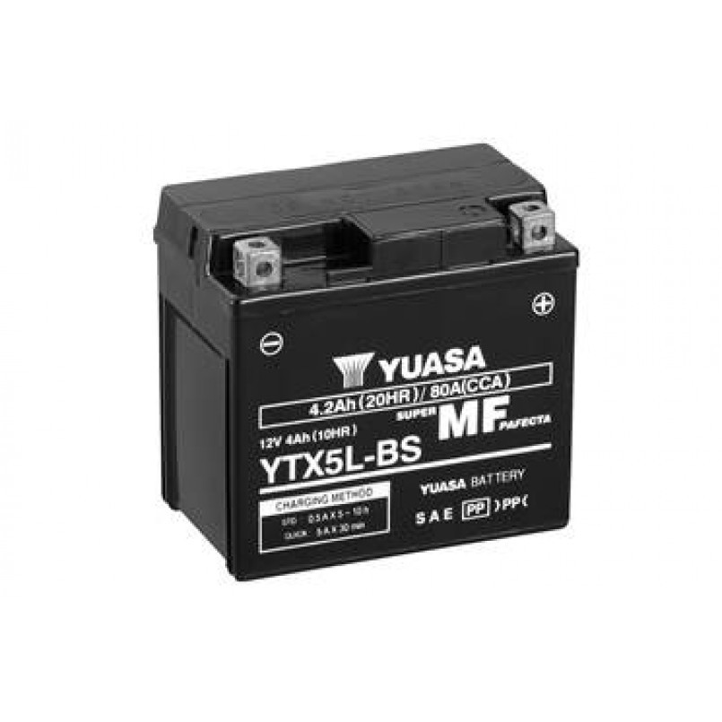 Мотоакумулятор Yuasa MF VRLA Battery AGM 12В 4Ач 80А(EN) R+ YTX5L-BS(сухозаряджений), фото 1