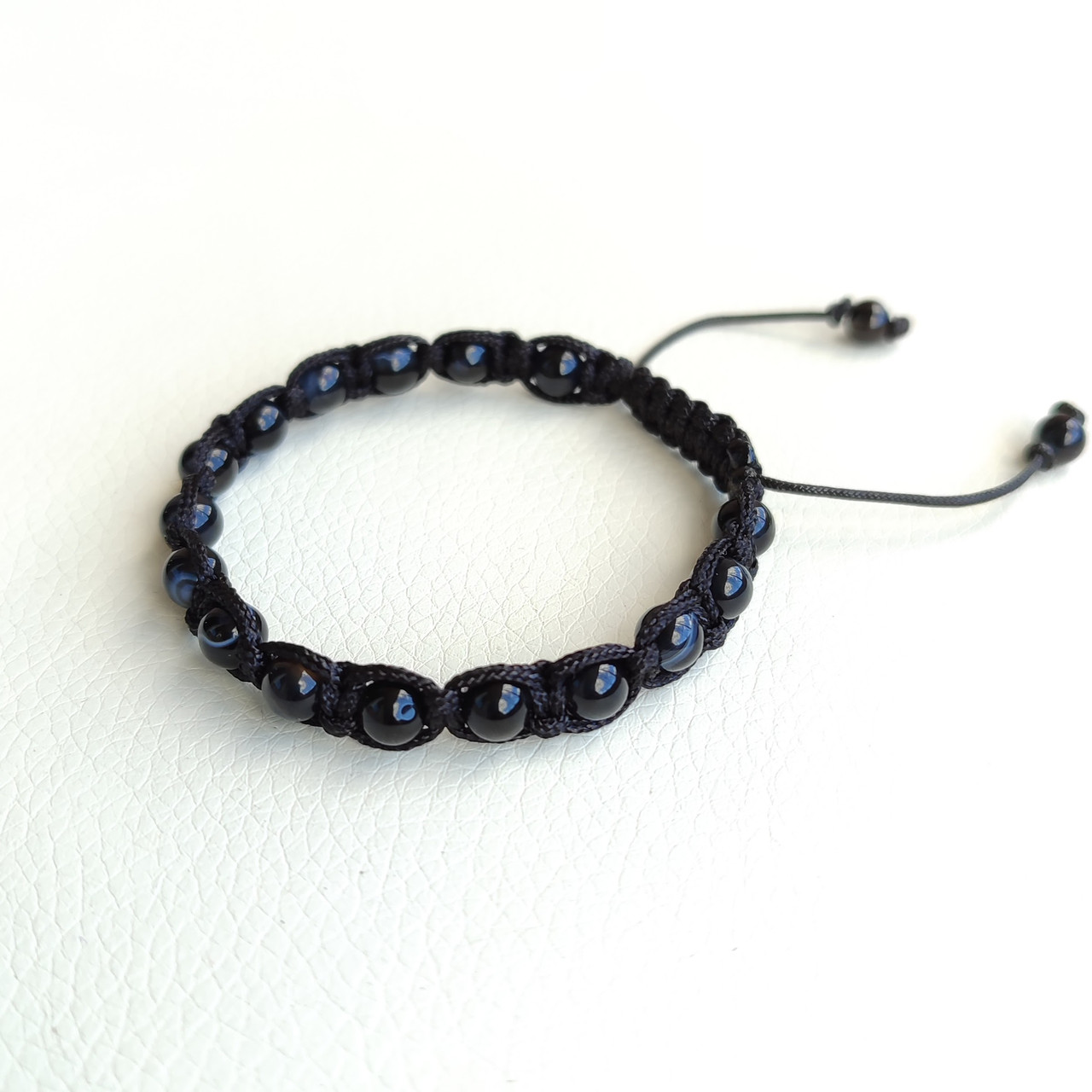 Браслет шамбала з чорним агатом d 6мм.