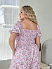 Ніжний легкий квітковий комбінезон-ромпер з завищеною талією, ліфом резинкою і рукавами "ліхтариками", батал великі розміри, фото 4