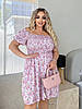 Ніжний легкий квітковий комбінезон-ромпер з завищеною талією, ліфом резинкою і рукавами "ліхтариками", батал великі розміри, фото 8