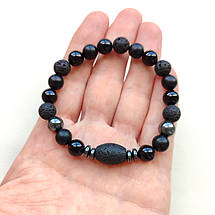 Браслет Лава Чорний Агат Гематит Онікс d 8 мм, фото 5