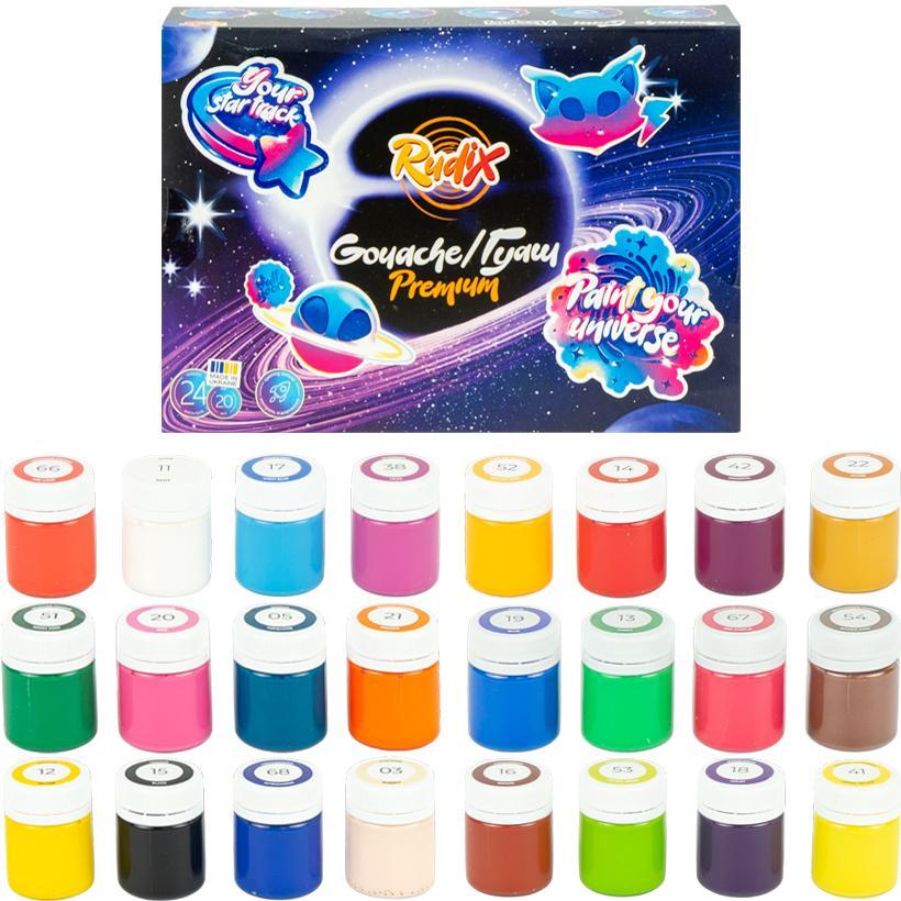 Гуаш 24 кольори, 20 мл, Rudix PREMIUM