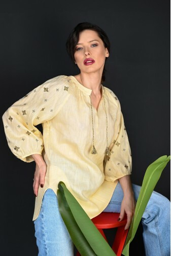 Вишита жіноча вишиванка персикова MKSMV171/201, фото 1