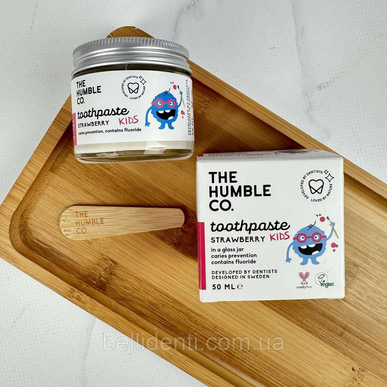 Дитяча зубна паста The Humble Co Kids від 2 до 6 років (фтор 1000, смак полуниця), 50 мл у склі