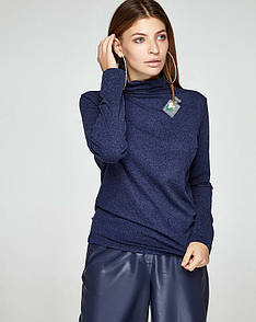 Гольф жіночий вільного силуету з брошками синій Modna KAZKA MKSH2273-4