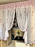 Красива рожева коротка коротка, готова кухонна тюль на кухню. Комплект штор у кухню, фото 6