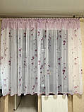 Красива рожева коротка коротка, готова кухонна тюль на кухню. Комплект штор у кухню, фото 3