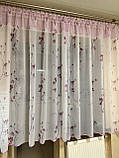 Красива рожева коротка коротка, готова кухонна тюль на кухню. Комплект штор у кухню, фото 7