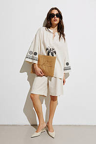 Жіночі шорти льон бежеві Modna KAZKA MKRM4254/2-1