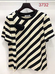 Біла стильна блуза LIDA в смужку з квіткою