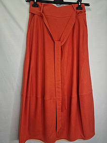 Спідниця помаранчева лляна жіноча міді Modna KAZKA MKNK2001/1-3