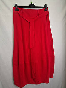 Спідниця червона лляна жіноча міді Modna KAZKA MKNK2001/1-2