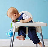 Стільчик для годування дитини стілець 2в1 білий сидіння + тарілка ремені, фото 3