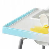 Стільчик для годування дитини стілець 2в1 білий сидіння + тарілка ремені, фото 7