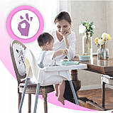 Стілець для годування дитини дитячий крісло 2в1 з подавачем + ремені, фото 8