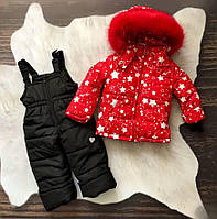 Детский зимний комплект (куртка + штаны) "Красные звезды" 92-98см