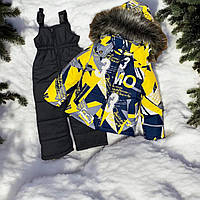 Детский зимний комплект (куртка+штаны) "Жёлтая абстракция" 86-92см