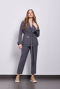 Костюм жіночий брючний сірий дизайнерський стильний Фенікс МКPR1911-1