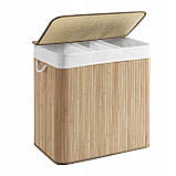 Кошик для прання іграшок з 3-ма відділеннями з бамбукової тканини сортувач 150л, фото 2