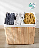 Кошик для прання іграшок з 3-ма відділеннями з бамбукової тканини сортувач 150л, фото 8