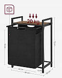 Вільностоячий кошик для білизни з полицею 65л чорний контейнер вінтажний, фото 4