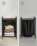 Вільностоячий кошик для білизни з полицею 65л чорний контейнер вінтажний, фото 5
