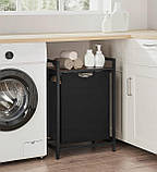 Вільностоячий кошик для білизни з полицею 65л чорний контейнер вінтажний, фото 8