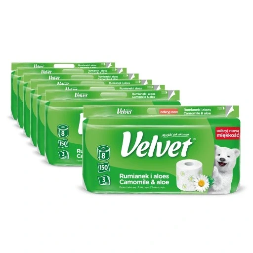 Туалетний папір Velvet з ромашкою та алое 7 шт. 8 рулонів, фото 1
