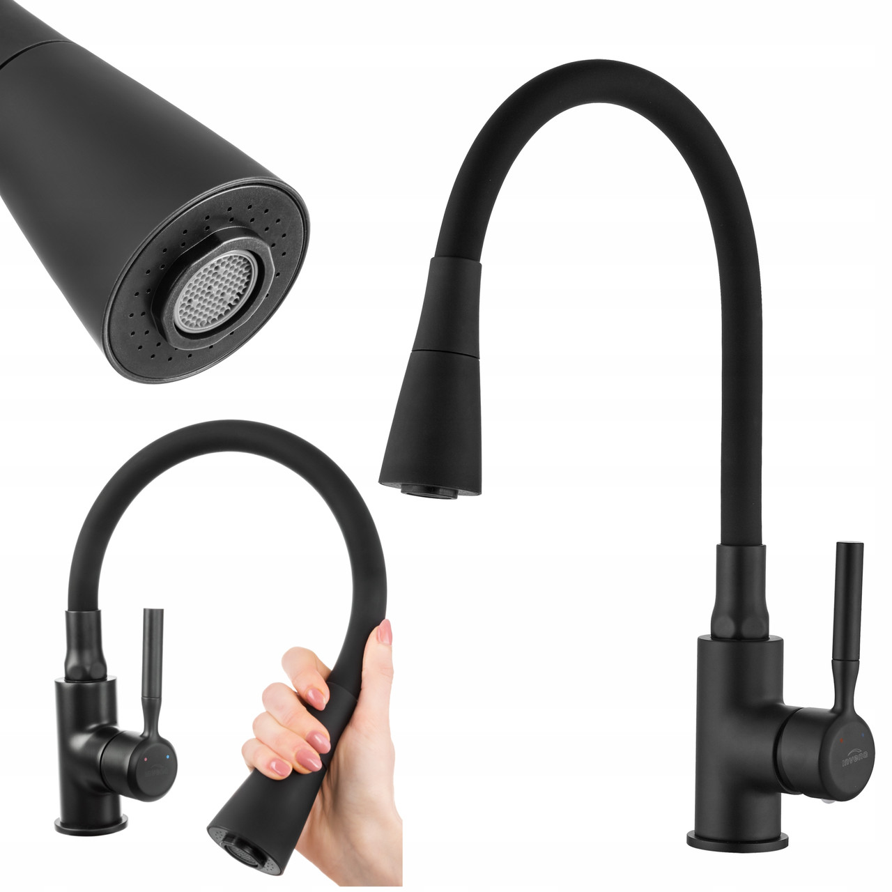 Кухонний стоячий мийний змішувач з еластичним виливом 2 функції, фото 1