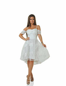 Плаття жіноче біле вечірнє коротке MKENG0067