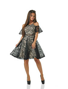 Плаття жіноче дизайнерське міні чорне з пишною спідницею MKENG0071 42