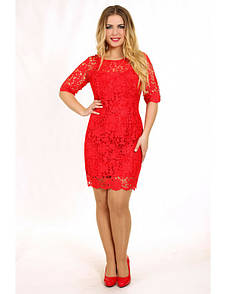 Плаття жіноче червоне вечірнє ажурне коротке MKENG0809 48