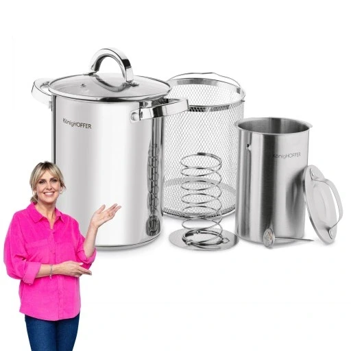 Набір для виробництва шинки з термометром для копчення каструля з ситом 4л Konighoffer, фото 1