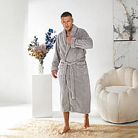 Мужской махровый халат из бамбука Bellezza Турция теплый и мягкий, без капюшона