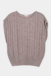 Жіночий жилет в'язаний молочно-шоколадний з косами MKLN2500-1