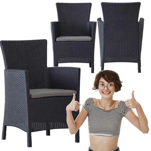 Садове крісло-карманка Iowa графіт з техноротангу від Keter, фото 1