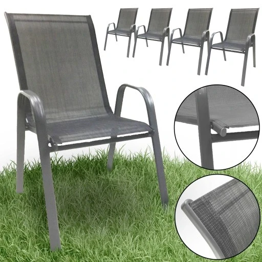 4шт комфортні металеві сучасні садові стільці балконні мінорка 4x сірі, фото 1