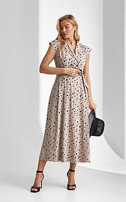 Сукня бежева в чорний горох Modna KAZKA MKSN2018/36-2