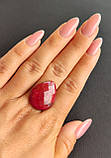 Рубін кабошон крапля. Камінь без оправи 25*20*6 мм. Кабошон з рубіну., фото 2