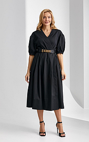 Сукня жіноча чорна міді на запах Токіо MKSN2263-04