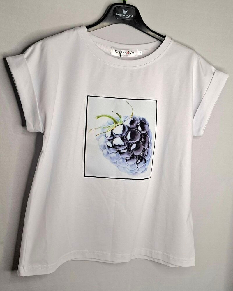 Футболка біла з принтом ожини KAPTSOVA MKKS280126-1, фото 1