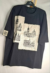 Футболка чорна оверсайз унісекс "Львівські пам'ятки" MKNK26090-2