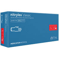 Медицинские перчатки Mercator Medical Nitrylex Classic Нитриловые Неопудренные диагностические Размер L Синие 100 шт. 3.1011