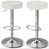 Барний стілець Costway Loreto з м'яким круглим сидінням білий