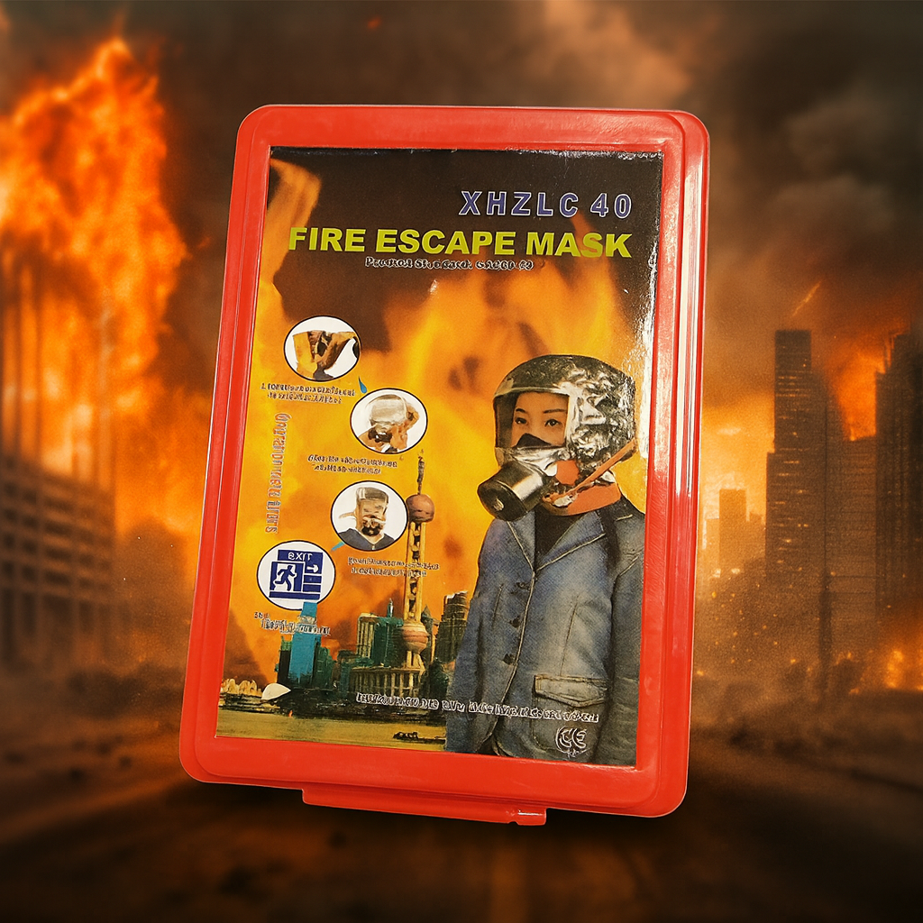 Протипожежна маска TZL-40 з фільтром від чадного газу CO, HCN, HCl — до 40 хв захисту при пожежі