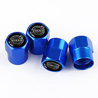 Ковпачки на ніпель для Вольво Short Blue Volvo Logo Black, 4 шт.