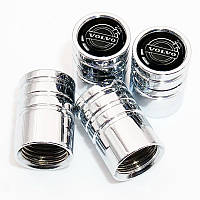 Ковпачки на ніпель для Вольво Alitek Long Silver Volvo (Logo black Des2), 4 шт.