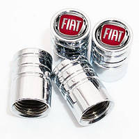 Ковпачки на ніпель для Фіат Alitek Long Silver Fiat (Logo Red), 4 шт.