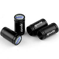 Ковпачки на ніпель для Вольво Alitek Sports Black Volvo (Logo Blue/Silver fon), 4 шт.