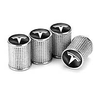 Ковпачки на ніпель для Тесла Alitek Lux Silver Metal Tesla, 4 шт.